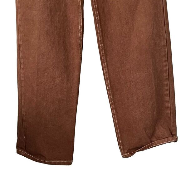J. Galt Brandy Melville Jeans S High Rise Wide Leg Carpenter Pants Utility Brown - Picture 4 of 9